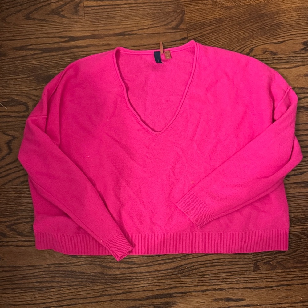 Pilcro Vibrant Pink cashmere V-Neck Sweater